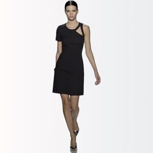 Michael Kors Collection $995 Stretch Wool Cutout Runway LBD Pencil Dress 6